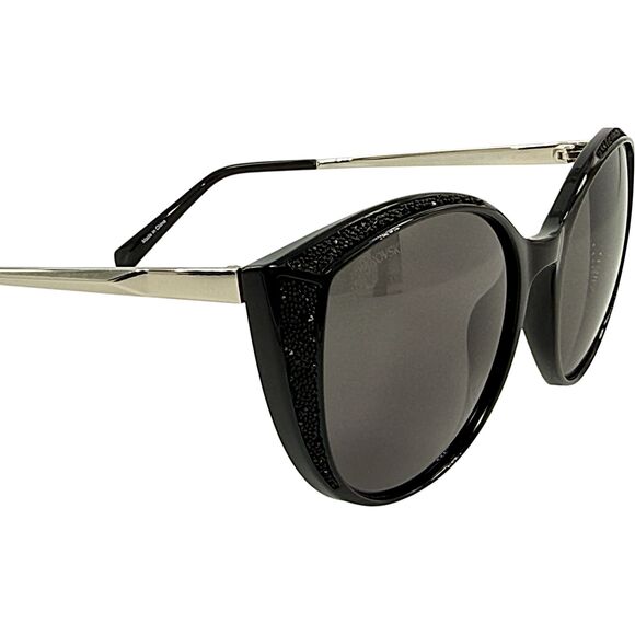 Swarovski SK0168 Womens Plastic Sunglass 01A Shiny Black 55-19 w Gray Lenses - Picture 5 of 5